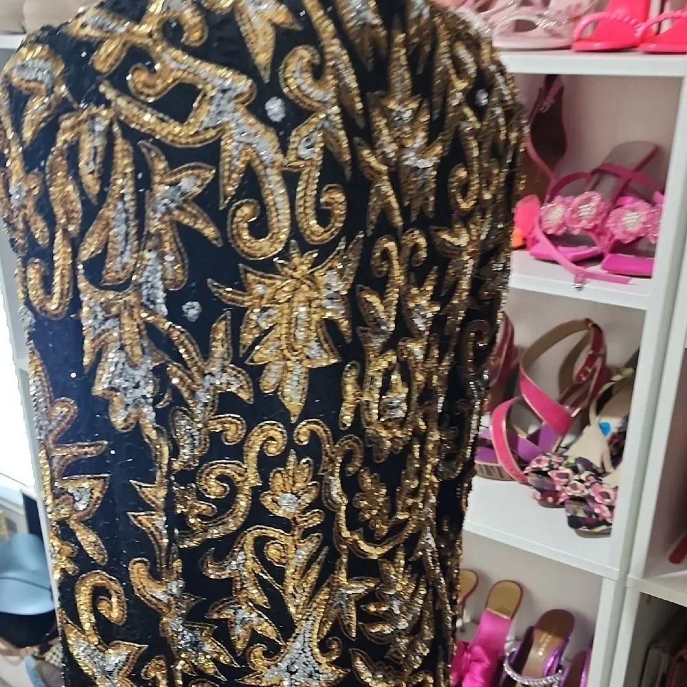 Vintage Laurence Kazar  Black and Gold Women's Jacket - Picture 6 of 7